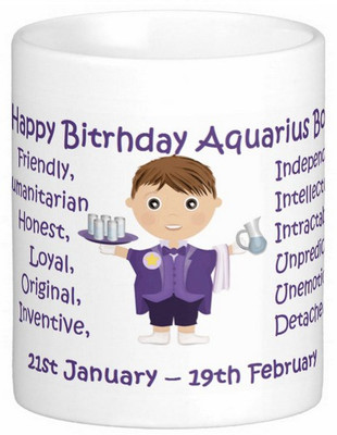 

Exoctic Silver Happy Birthday Aquarius Boy Ceramic Mug(300 ml), Multicolor