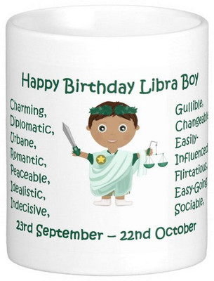 

Exoctic Silver Happy Birthday Libra Boy Ceramic Mug(306 ml), Multicolor