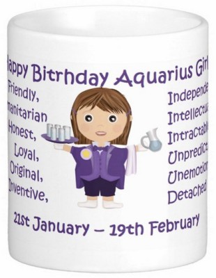 Exocticaa Happy Birthday Aquarius Girl Ceramic Coffee Mug(325 ml)