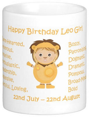 

Exoctic Silver Happy Birthday Leo Girl Ceramic Mug(300 ml), Multicolor
