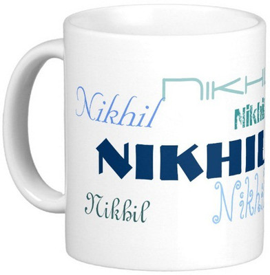 

Exoctic Silver NIKHIL Ceramic Mug(330 ml), White