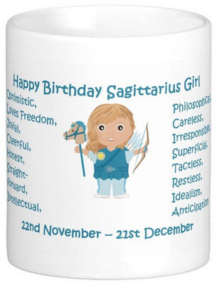 

Exoctic Silver Happy Birthday Sagittarius Girl Ceramic Mug(300 ml), Multicolor