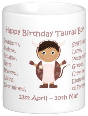 Exoctic Silver Happy Birthday Tauras Boy Ceramic Coffee Mug(310 ml)