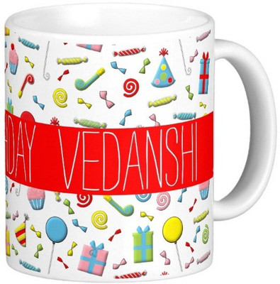 

Exoctic Silver Happy Birthday VEDANSHI Ceramic Mug(300 ml), Multicolor