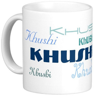 

Exoctic Silver KHUSHI Ceramic Mug(330 ml), Blue