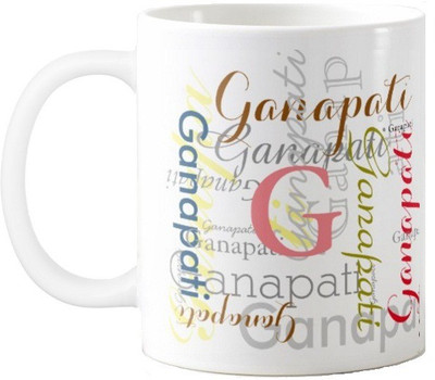 

Exoctic Silver Ganapati Ceramic Mug(330 ml), Multicolor