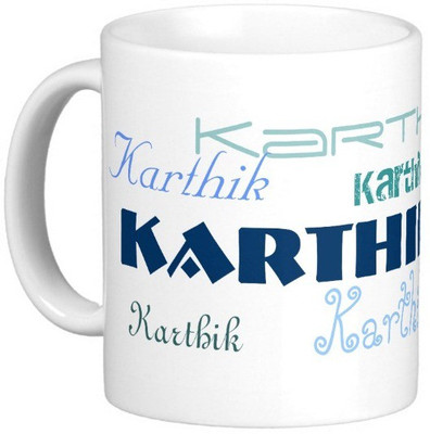 

Exoctic Silver KARTHIK Ceramic Mug(330 ml), White