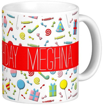 

Exoctic Silver Happy Birthday MEGHNA Ceramic Mug(300 ml), Multicolor