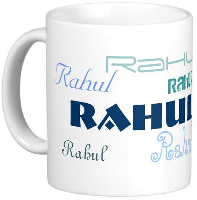 Exoctic Silver RAHUL Ceramic Mug(330 ml), Blue