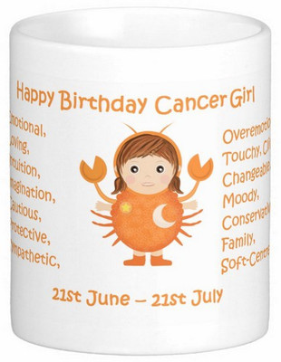 

Exoctic Silver Happy Birthday Cancer Girl Ceramic Mug(300 ml), Multicolor