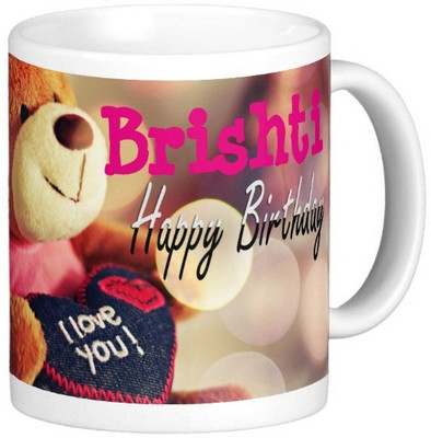 

Exoctic Silver Happy Birthday BRISHTI Ceramic Mug(330 ml), Blue;pink