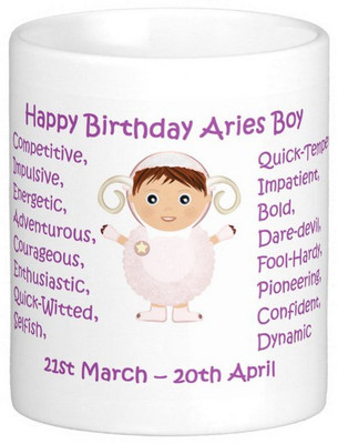 

Exoctic Silver Happy Birthday Aries Boy Ceramic Mug(301 ml), Multicolor