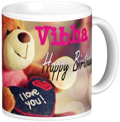 

Exoctic Silver Happy Birthday VIBHA Ceramic Mug(330 ml), Black