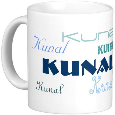 

Exoctic Silver KUNAL Ceramic Mug(330 ml), White