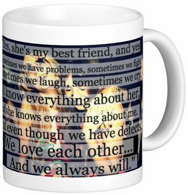 

Exoctic Silver Friend Friendship Dosti Yaari Series 033 Ceramic Mug(300 ml), Multicolor