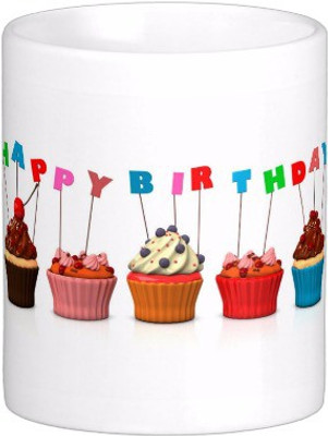 

Exoctic Silver Happy Birthday Hbd011 Ceramic Mug(300 ml), Multicolor
