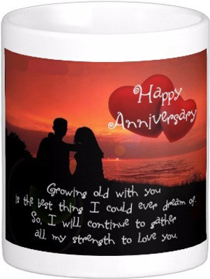 

Exoctic Silver Happy Marriage Anniversary : Qw01 Ceramic Mug(300 ml), Multicolor