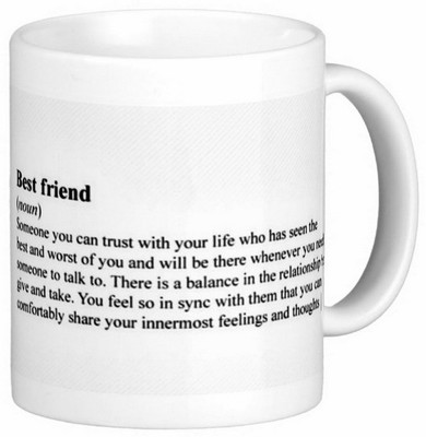

Exoctic Silver Friend Friendship Dosti Yaari Series 003 Ceramic Mug(300 ml), White