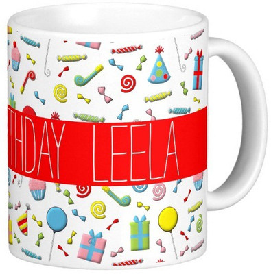 

Exoctic Silver Happy Birthday LEELA Ceramic Mug(300 ml), Multicolor