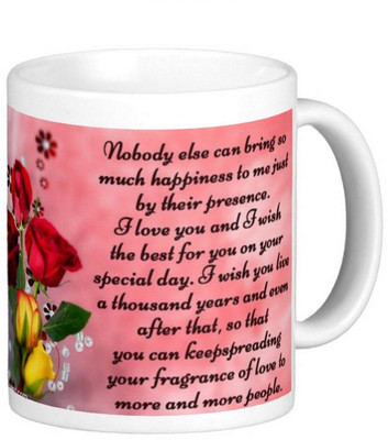 

Exoctic Silver Wife Honey Janu Baby Biwi Life's Birthday 009 Ceramic Mug(300 ml), Multicolor