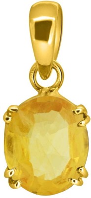 TEJVIJ AND SONS 11.25 Ratti Natural Pukhraj Panchdhatu Pendent Gold Plated GLI Certified Gold-plated Sapphire Metal Pendant