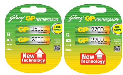 

Godrej GP Combo Of 2500 & 2700 Mah AA Rechargeable Battery Rechargeable Ni-MH Battery