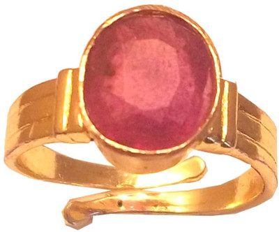 RS JEWELLERS 5.20 RATTI NATURAL RUBY PANCHDHATU Metal Ruby Gold Plated Ring