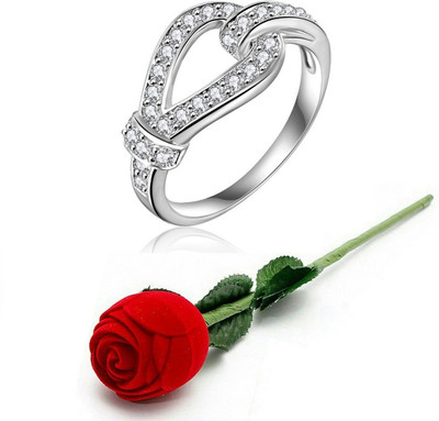 

Jewels Galaxy Valentine Rings Alloy Cubic Zirconia, Crystal Platinum Plated Ring, White