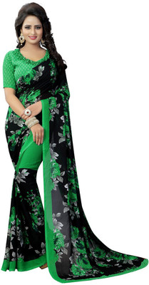 RENSILAFAB Printed Bollywood Georgette Saree(Green)