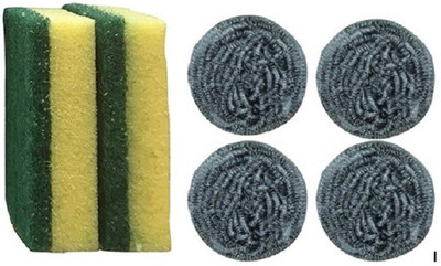Brite Guard Sponge Steel Combo Scrub Pad(Regular, Pack of 6)