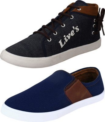 

Aero 02 Pair Combo Canvas Slip On Sneakers For Men(Blue, Brown, Blue, Brown, Nblue::brown::blue::brown