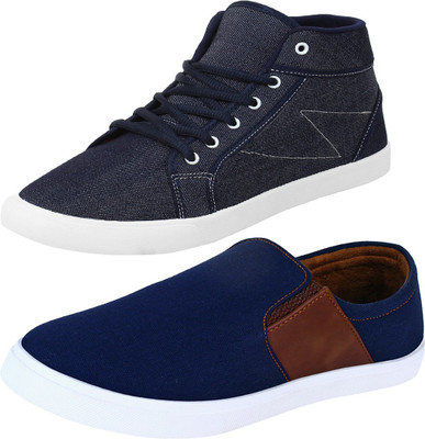 

Aero 02 Pair Combo Canvas Slip On Sneakers For Men(Blue, Brown, Blue, Nblue::brown::blue