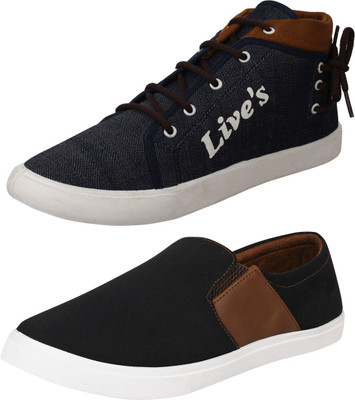 

Aero 02 Pair Combo Canvas Casuals For Men(Black, Brown, Blue, Brown