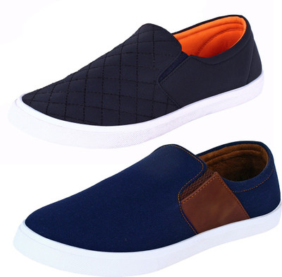 

Aero 02 Pair Combo Canvas Slip On Sneakers For Men(Blue, Blue, Multicolor, Nblue::brown::nblue::orange