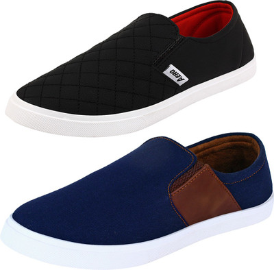

Aero 02 Pair Combo Canvas Slip On Sneakers For Men(Blue, Brown, Black, Red, Nblue::brown::black::red