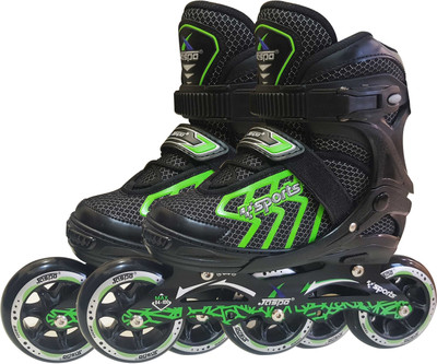 

Jaspo RADAR GREEN ADJUSTABLE INLINE SKATES WITH 100MM PU WHEEL FOR 12 TO 16 YEARS In-line Skates - Size 6-8 UK(Green)