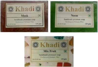 

Khadi Shivalik Combo : Musk, Neem Mix Fruit Soaps (375 GMS)(375 g, Pack of 3)