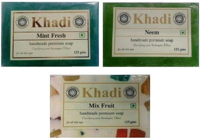 

Khadi Shivalik Combo: Mint Fresh, Neem & Mix Fruit Soaps (375GMS)(375 g, Pack of 3)