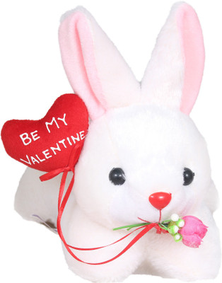 

Tickles Loving Rabbit with Be My Valentine Balloon Special Valentine Day gift - 26 cm(White)