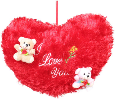 

Tickles Cute Teddy on Soft Heart Special Valentine Day gift - 25 cm(Red)