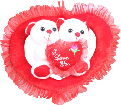 

Tickles Couple Teddy Hanging with Heart Ring - 28 cm(Red)