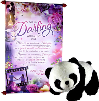 

Gift Decor Shop teddy bear soft toys panda 32 cm with scroll greeting card for gifts to loveone u - 32 cm(Multicolor)