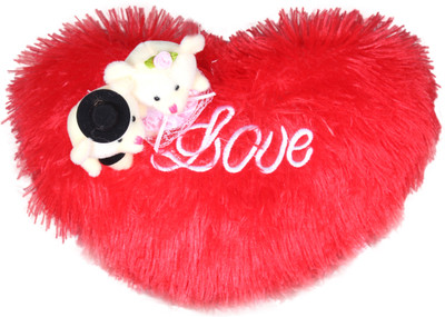 

Tickles Couple Teddy sitting on love Heart - 30 cm(Red)