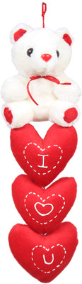 

Tickles Teddy with Hanging hearts Wall Hanging Valentine Gift - 38 cm(Red)