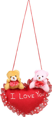 

Tickles Hanging Cople teddy on Heart Special Valentine Day gift - 12 cm(Red)