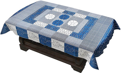 Flavio Cotton 4 Seater Self Design Table Cover(Blue)