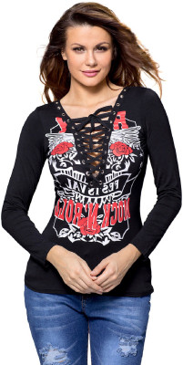 Kaamastra Casual Regular Sleeve Printed Women White, Black, Pink Top