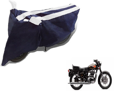 MOCKHE Two Wheeler Cover for Royal Enfield(500, Black, White)