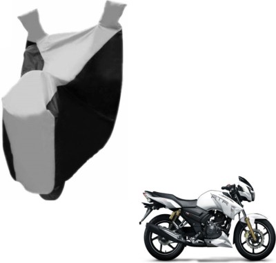 MOCKHE Two Wheeler Cover for TVS(Apache RTR 180, Black, Silver)