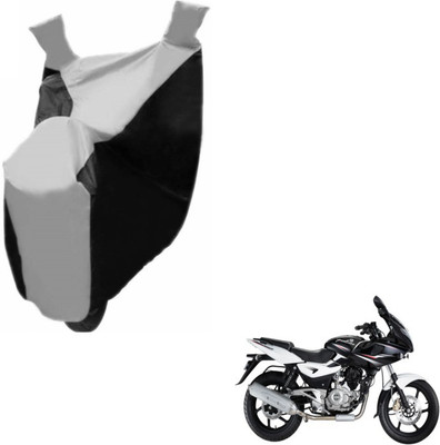 MOCKHE Two Wheeler Cover for Bajaj(Pulsar 220 DTS-i, Black, Silver)